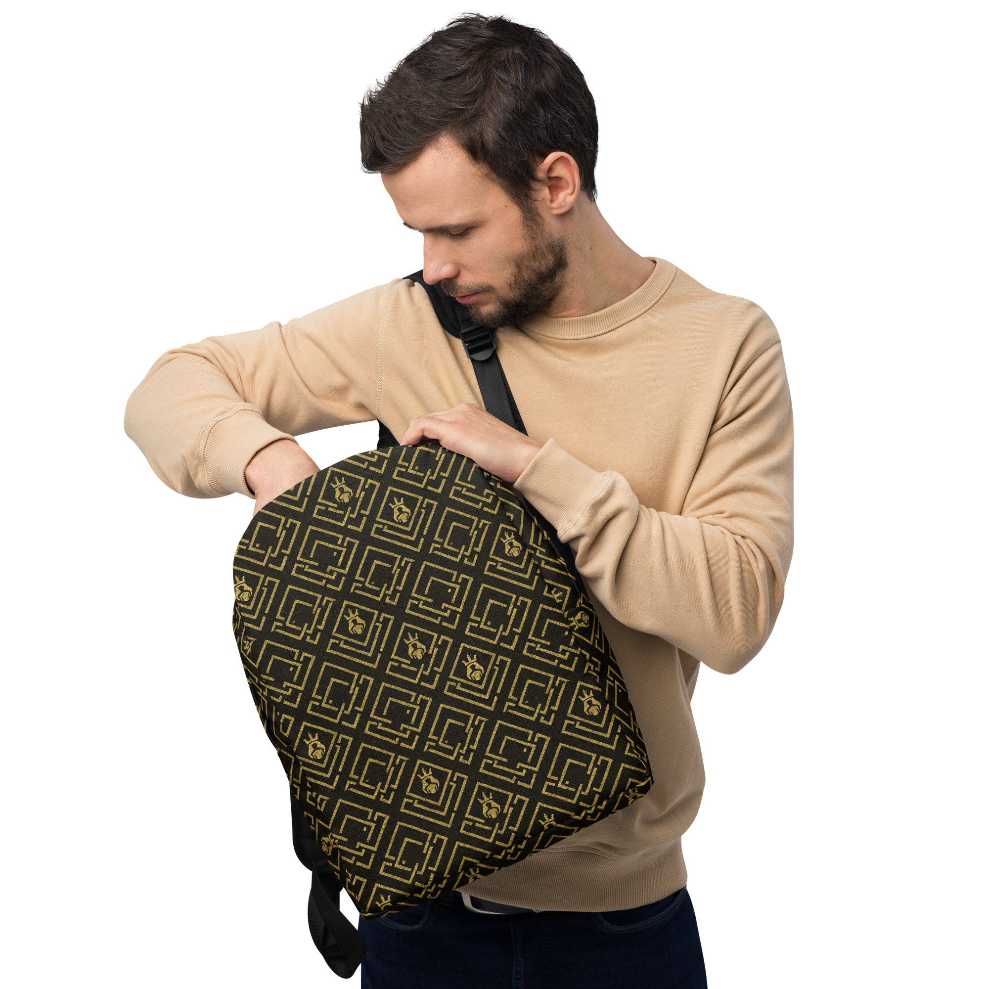 DaKahree Royal Labyrinth – Minimalist Backpack – Black & Gold - Image 5